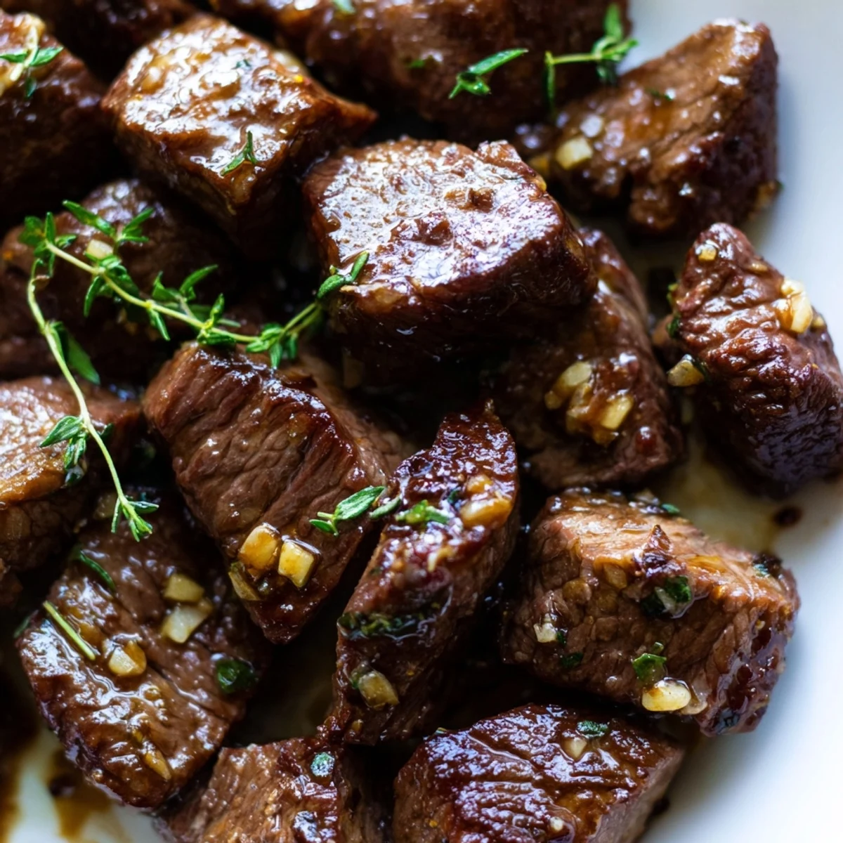 Juicy cubed steak pieces seared to perfection and coated in fragrant garlic butter with fresh parsley