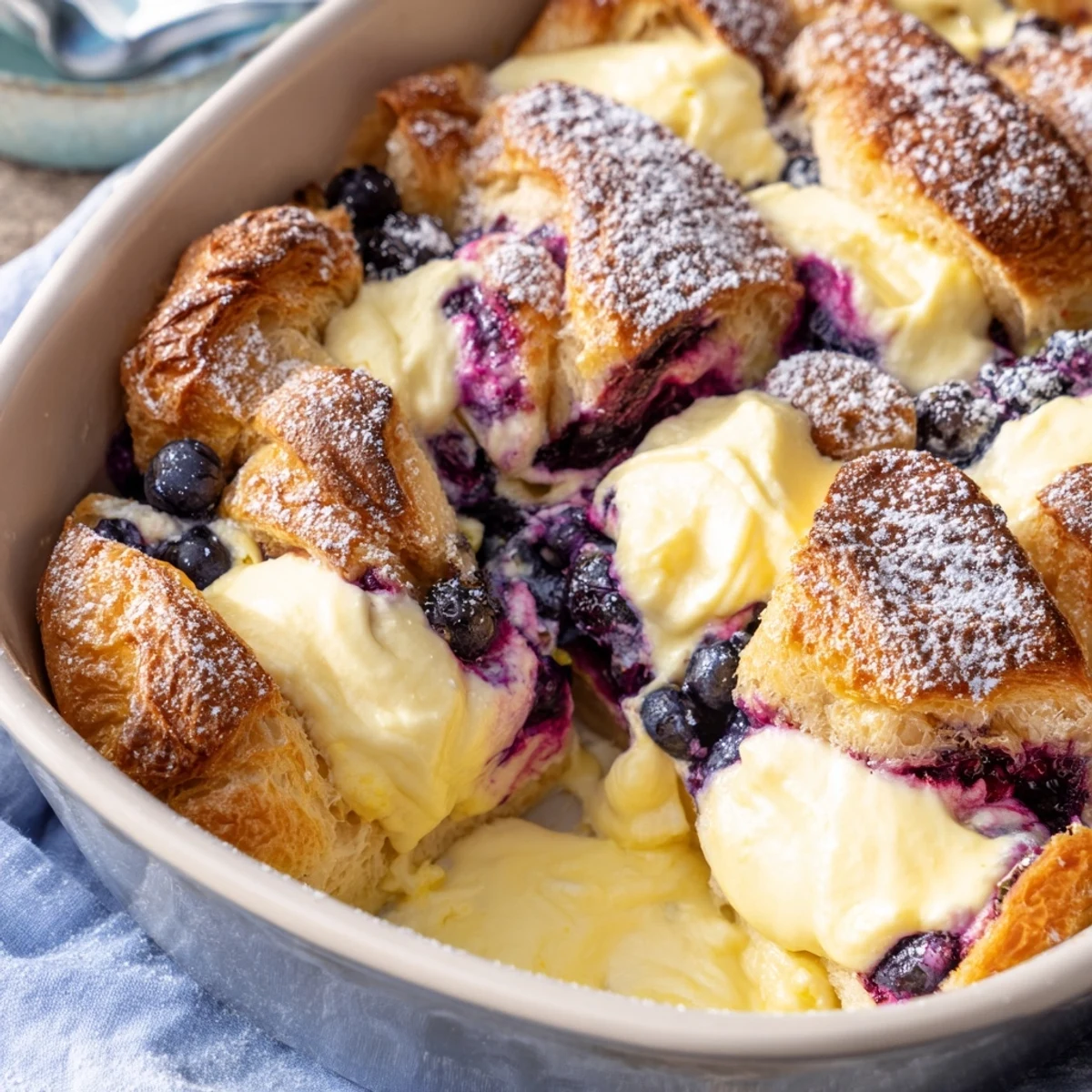 Blueberry Cream Cheese Croissant Casserole