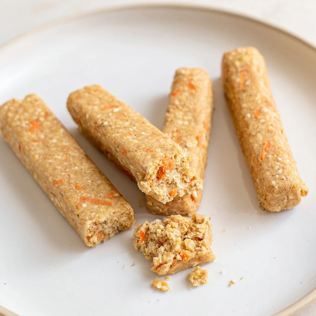 Homemade apple and carrot dog chew sticks with a crunchy texture for happy pups