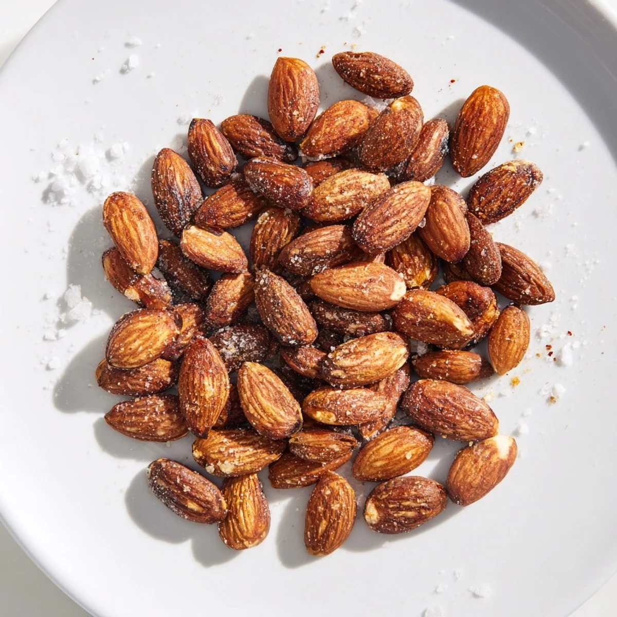 Crunchy roasted almonds seasoned with smoky paprika spread across a baking sheet