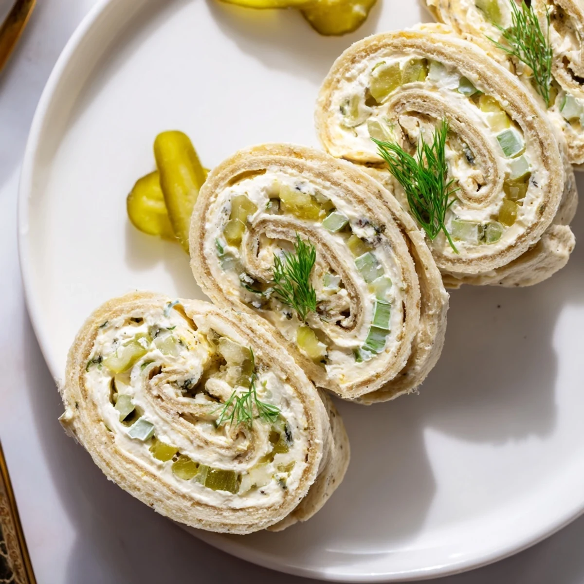 Homestyle Pickle Dip Pinwheels wrapped in tortillas, creamy, perfect party appetizer