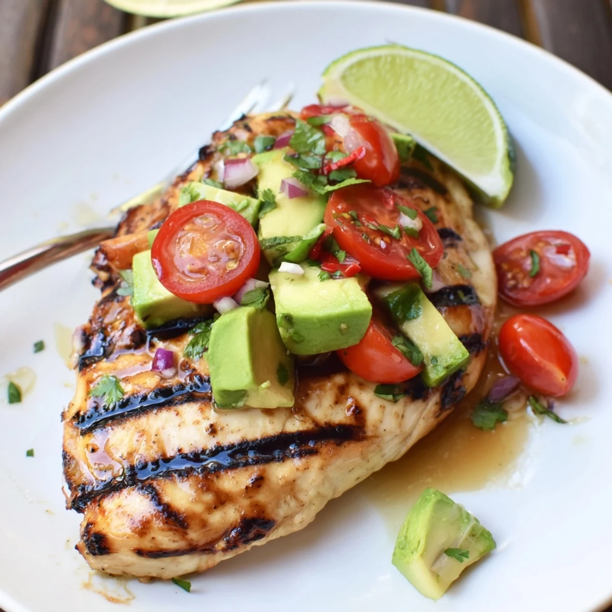 Sliced Fiesta Lime Chicken With Avocado on warm tortillas, juicy and fragrant  