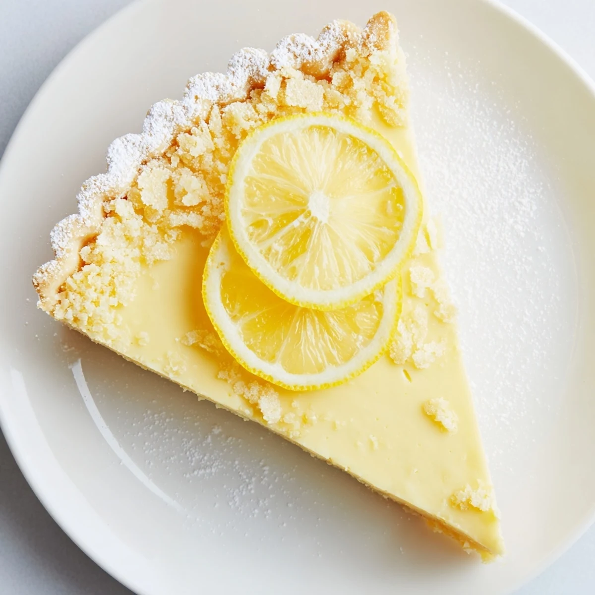 Creamy Lemon Tart Recipe cooling on rack, silky filling and powdered sugar.