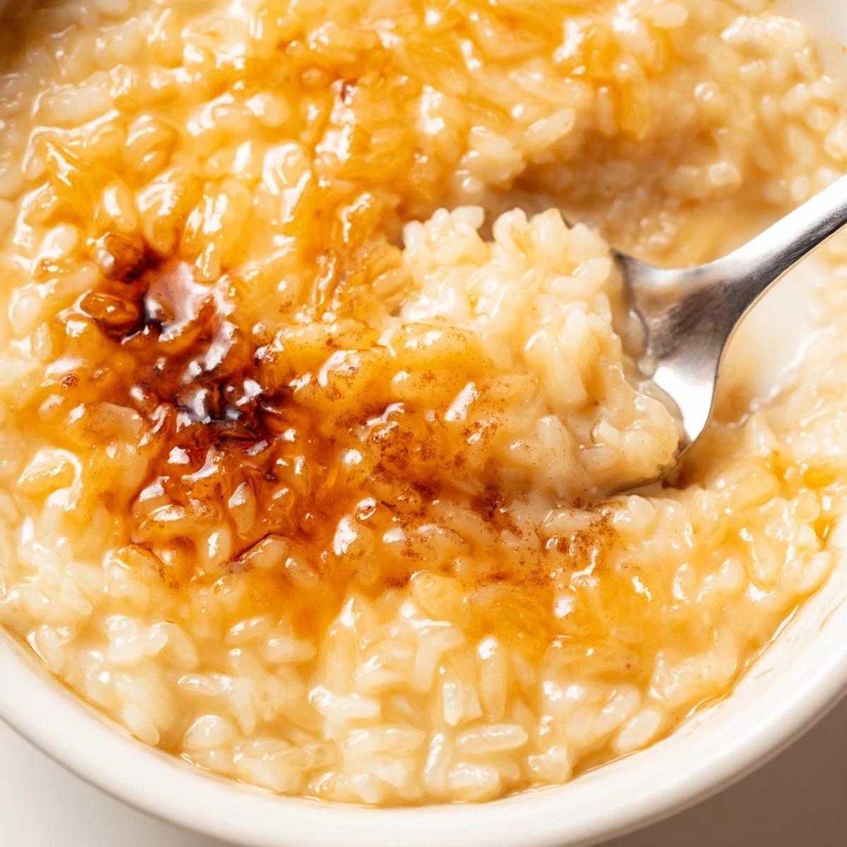 Warm, creamy Delicious Condensed Milk Baked Rice Pudding Recipe To Try, cinnamon-topped