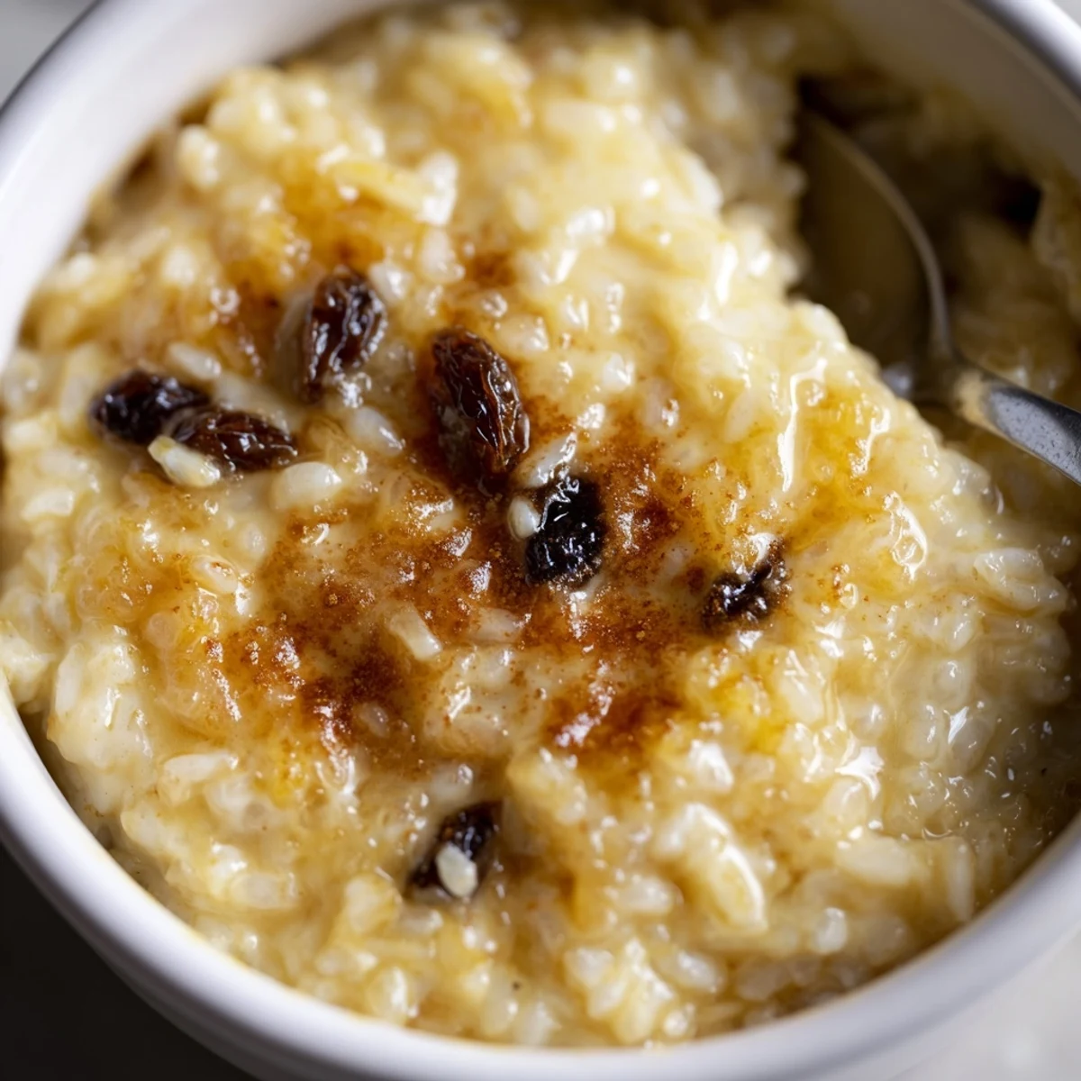 Oven-browned Delicious Condensed Milk Baked Rice Pudding Recipe To Try served warm