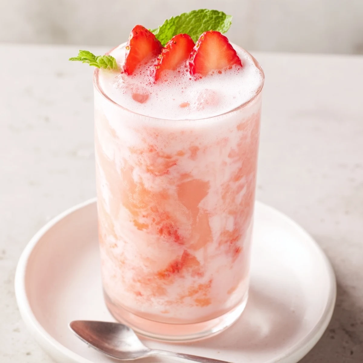 Icy Strawberry Coconut Cooler Recipe blended with fresh strawberries, perfect for summer gatherings