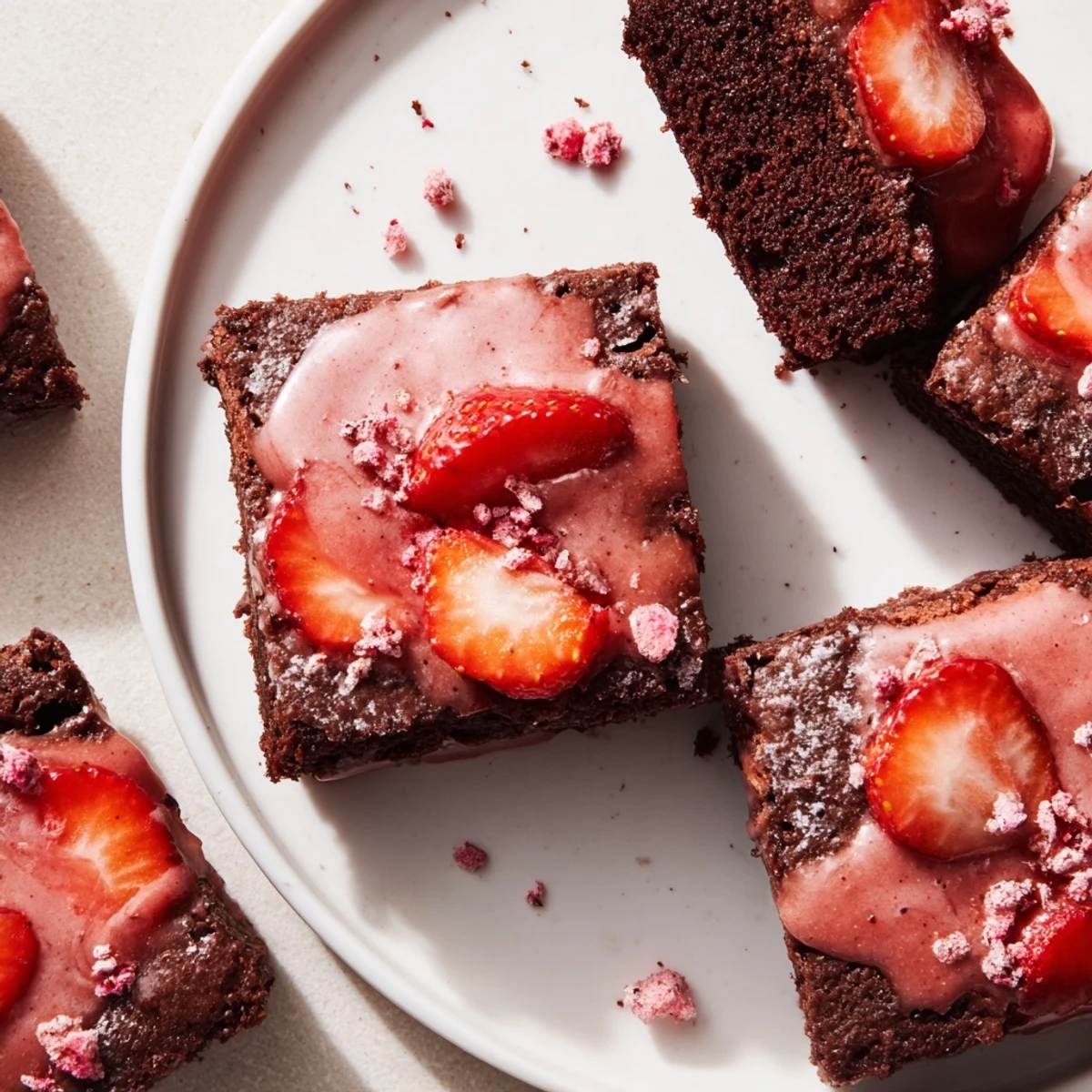 Fresh-baked Strawberry Brownies Recipe cooling on parchment, aroma of butter and berries