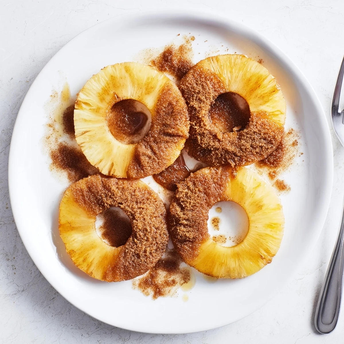 Sweet tropical pineapple rings air fried to perfection with brown sugar and cinnamon
