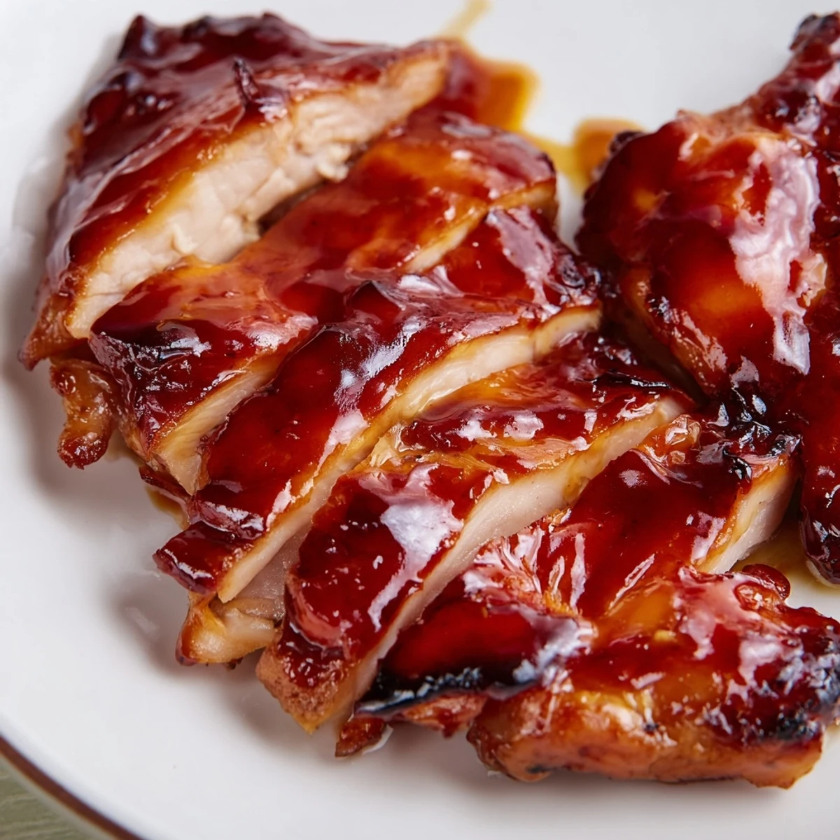 Authentic Char Siu chicken BBQ glistening with sweet hoisin marinade and attractive char marks