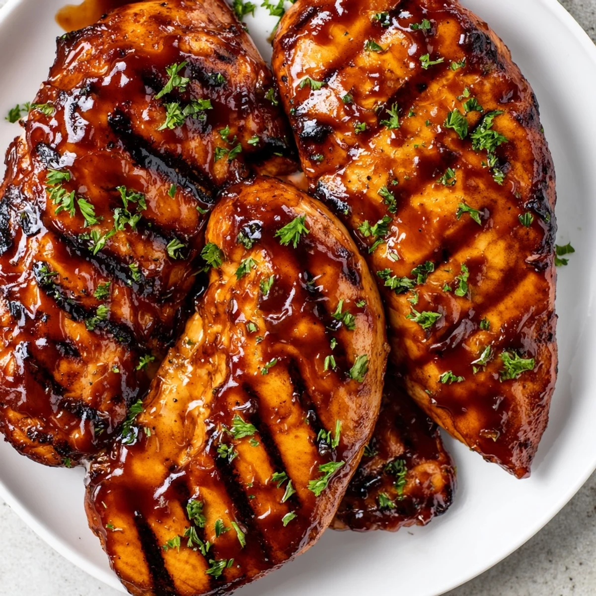 Grilled Coca Cola Glazed Chicken Breast with sticky golden glaze on a smoky grill