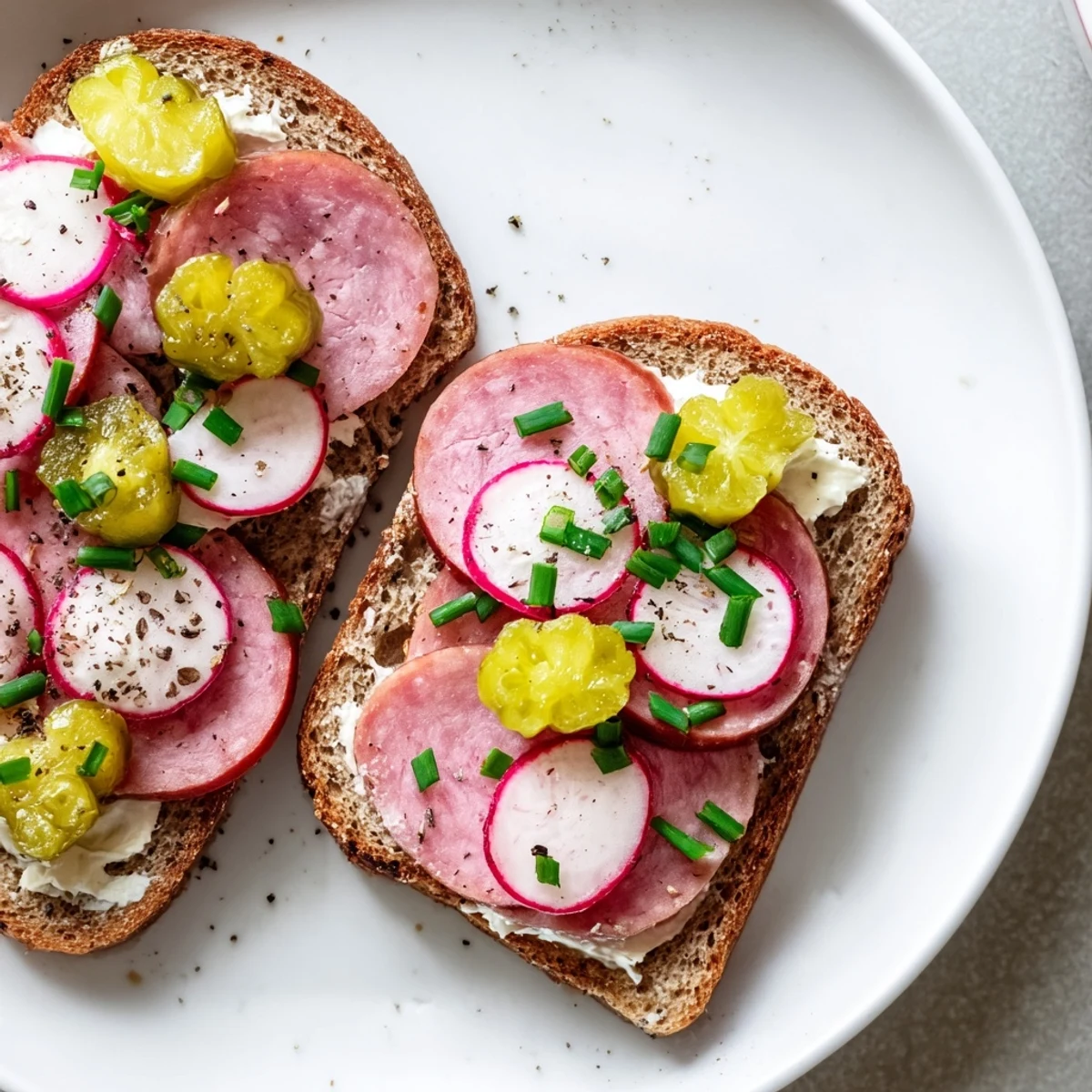 Open Faced Polish Sandwiches Kanapki arranged on a rustic wooden board with fresh garnishes