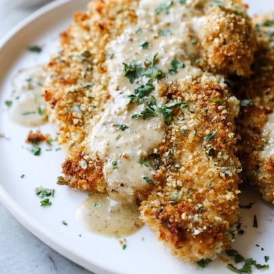 Crispy Parmesan Chicken with Garlic Sauce