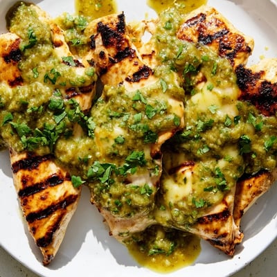 Grilled Salsa Verde Pepper Jack Chicken