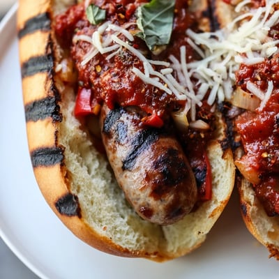 Crispy toasted rolls filled with juicy grilled sausage grinders and robust tomato sauce